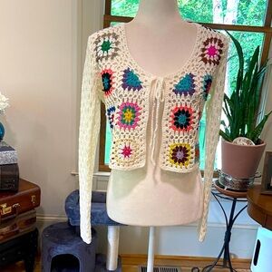 Colorful Crochet Cardigan Sweater